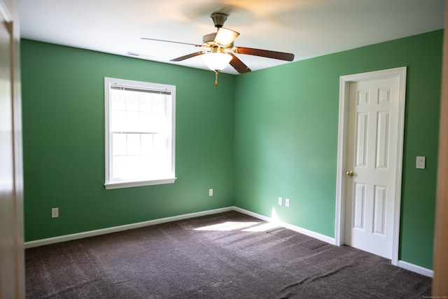 70 Wakeman Hill Rd, Sherman, CT 06784 - unfurnished room featuring a ceiling fan, dark colored carpet, and baseboards