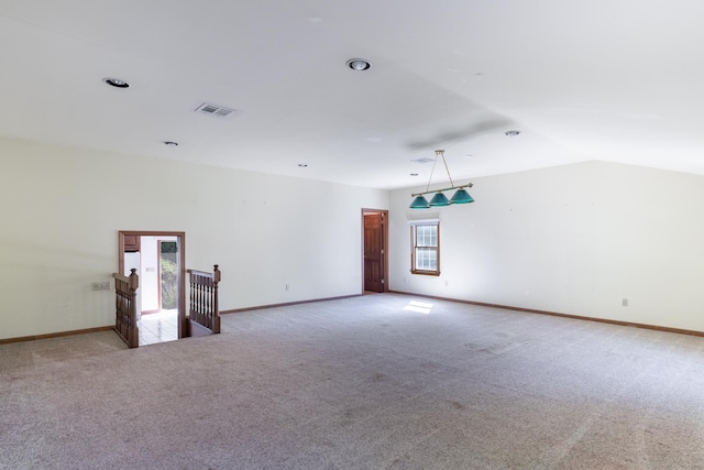 48 Lafayette Dr, Trumbull, CT 06611 - unfurnished room with light colored carpet, baseboards, vaulted ceiling, and recessed lighting