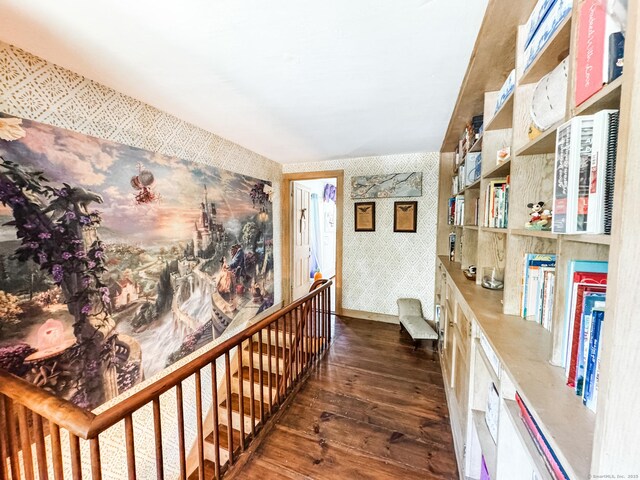 101 Child Hill Rd, Woodstock, CT 06281 - hall featuring wallpapered walls, hardwood / wood-style floors, and baseboards