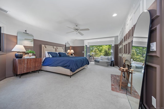 31 Poverty Hollow Rd, Newtown, CT 06470 - bedroom featuring light colored carpet, ceiling fan, and recessed lighting