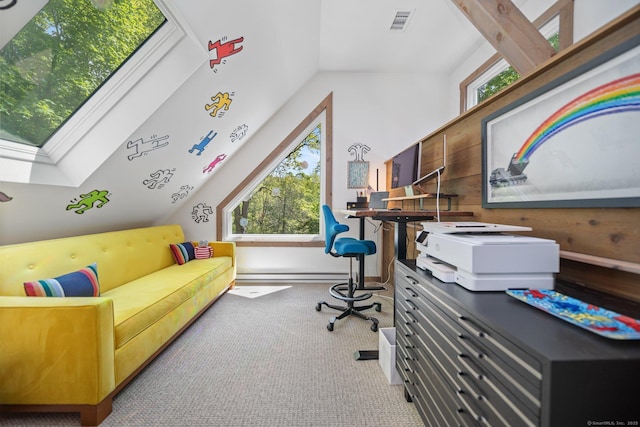 31 Poverty Hollow Rd, Newtown, CT 06470 - carpeted office featuring vaulted ceiling, plenty of natural light, and baseboard heating