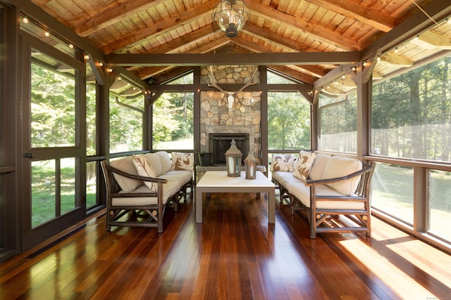 20 Kirk Rd, Sharon, CT 06796 - sunroom / solarium featuring healthy amount of natural light and an outdoor living space with a fireplace