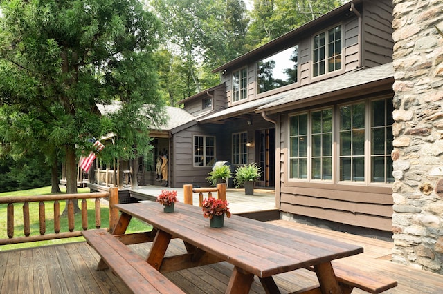 20 Kirk Rd, Sharon, CT 06796 - wooden terrace with outdoor dining space and a yard