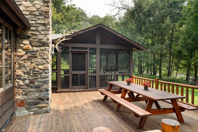20 Kirk Rd, Sharon, CT 06796 - wooden terrace featuring a sunroom and outdoor dining area