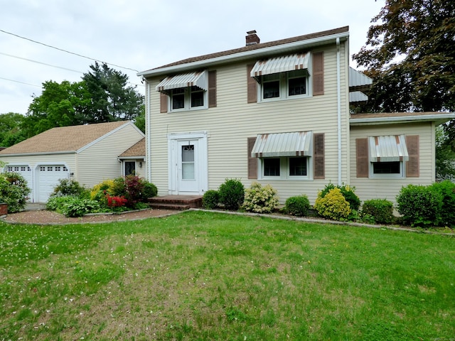 992 Ridge Rd, Wethersfield, CT 06109 - view of front facade with a chimney and a front lawn