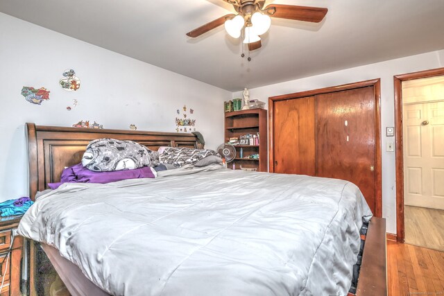 53 Harwinton Ave Apt 1, Torrington, CT 06790 - bedroom featuring wood finished floors, a closet, and a ceiling fan