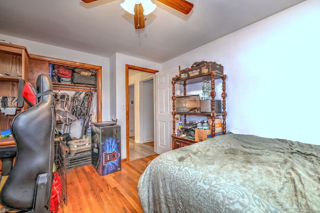 53 Harwinton Ave Apt 1, Torrington, CT 06790 - bedroom featuring light wood-type flooring, ceiling fan, and a closet