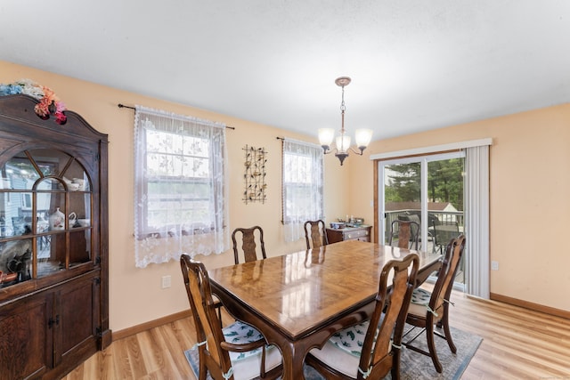 315 Prospect St, Wethersfield, CT 06109 - dining space featuring a chandelier, light wood-style floors, and baseboards