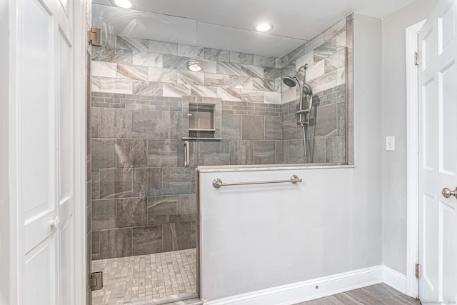 57 Harvard Ct, Middletown, CT 06457 - full bathroom with a shower stall, baseboards, and recessed lighting