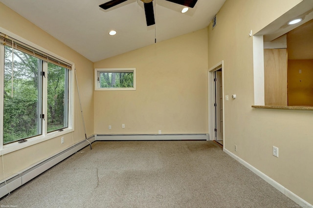 145 Casmir Dr, Fairfield, CT 06825 - empty room with a baseboard heating unit, carpet flooring, ceiling fan, baseboards, and recessed lighting
