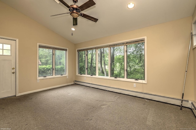 145 Casmir Dr, Fairfield, CT 06825 - spare room featuring vaulted ceiling, carpet floors, a ceiling fan, recessed lighting, and baseboards
