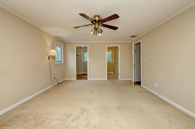 145 Casmir Dr, Fairfield, CT 06825 - unfurnished bedroom featuring light carpet, a baseboard radiator, baseboards, and crown molding