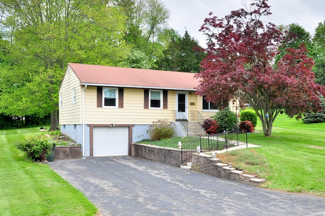 3 Mountain View Dr, Rocky Hill, CT 06067 - view of front of house with driveway, a front yard, an attached garage, and roof with shingles