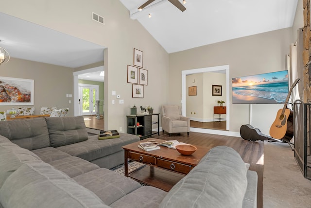 97 W Rd, Marlborough, CT 06447 - living area featuring high vaulted ceiling, wood finished floors, and baseboards