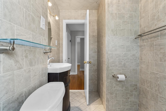 130 Fitch St, North Haven, CT 06473 - bathroom featuring tile walls, tile patterned flooring, and vanity