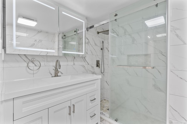 130 Fitch St, North Haven, CT 06473 - bathroom with a marble finish shower and vanity