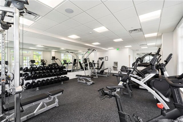 66 High St Unit 40, Guilford, CT 06437 - workout area featuring a drop ceiling