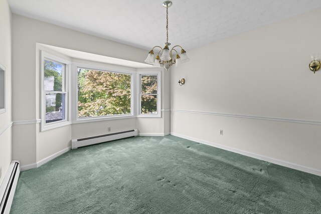 10 Rockwood Ln, Danbury, CT 06811 - carpeted spare room featuring a baseboard heating unit, a chandelier, and baseboards