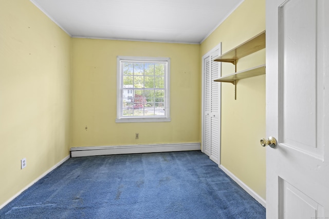 10 Rockwood Ln, Danbury, CT 06811 - unfurnished bedroom with carpet floors, ornamental molding, a baseboard heating unit, and baseboards