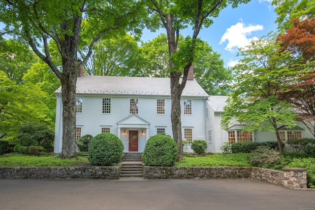 379 Hurlbutt St, Wilton, CT 06897 - view of front of home with a chimney