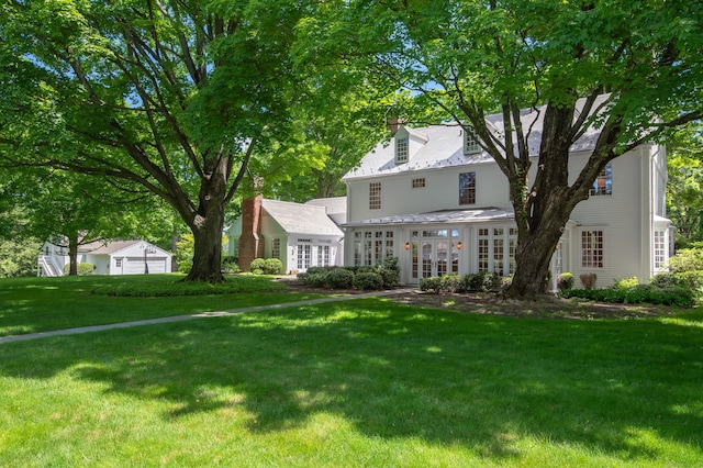379 Hurlbutt St, Wilton, CT 06897 - view of front of home with french doors and a front yard