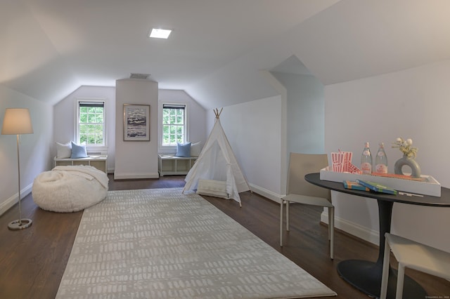 379 Hurlbutt St, Wilton, CT 06897 - game room featuring vaulted ceiling and wood finished floors