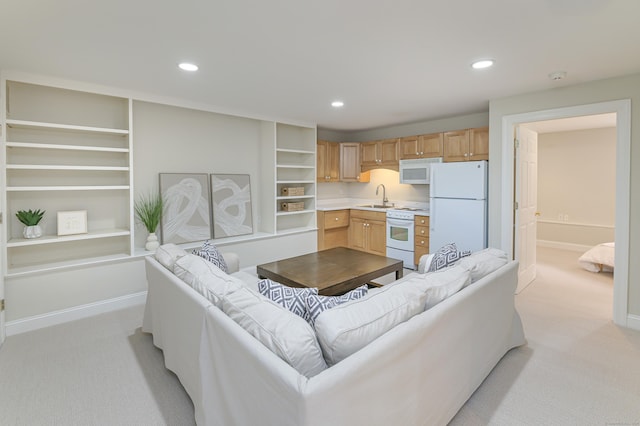 379 Hurlbutt St, Wilton, CT 06897 - living room with light colored carpet and recessed lighting
