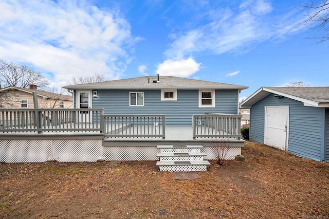 20 Rosengarten Dr, Waterbury, CT 06704 - rear view of house featuring an outbuilding, a storage shed, and a deck
