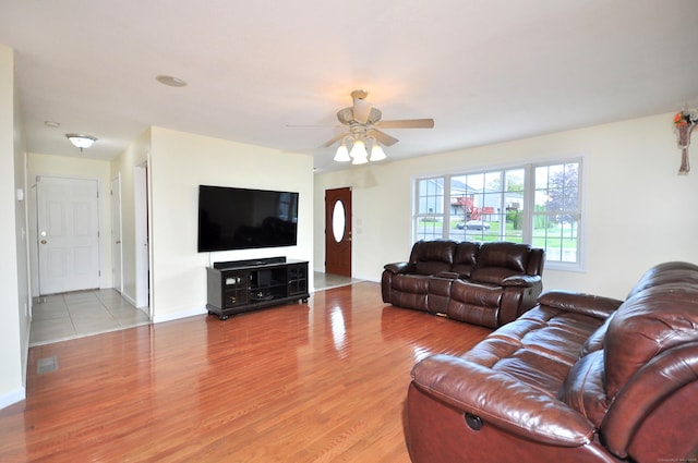 20 Nessa Way, Rocky Hill, CT 06067 - living area with light wood-style floors, ceiling fan, and baseboards