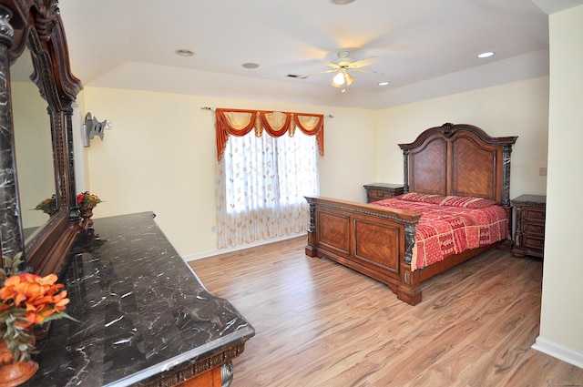 20 Nessa Way, Rocky Hill, CT 06067 - bedroom with light wood-type flooring, recessed lighting, baseboards, and a ceiling fan