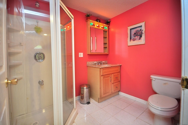 20 Nessa Way, Rocky Hill, CT 06067 - full bath with a stall shower, toilet, vanity, a textured ceiling, and tile patterned floors