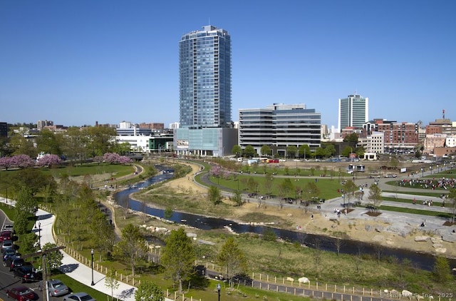 1 Broad St Unit 17C, Stamford, CT 06901 - aerial overview of property's location with nearby urban area