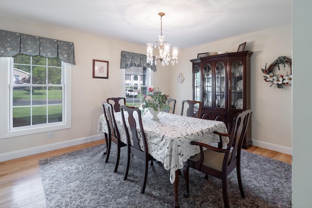191 Pond View Dr, Watertown, CT 06795 - dining room with a chandelier, wood finished floors, and baseboards