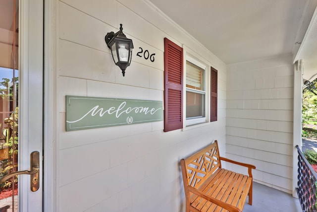 doorway to property with a porch