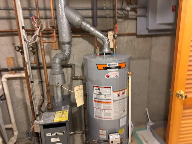 utility room with gas water heater