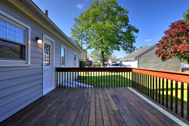 deck with a lawn