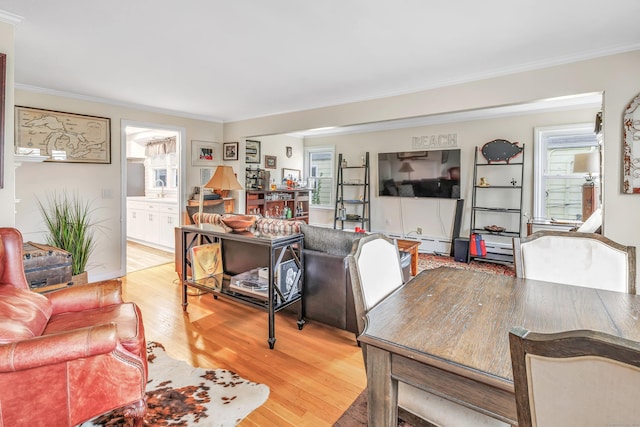 592 Courtland Ave, Bridgeport, CT 06605 - living area with ornamental molding, wood finished floors, and a baseboard heating unit