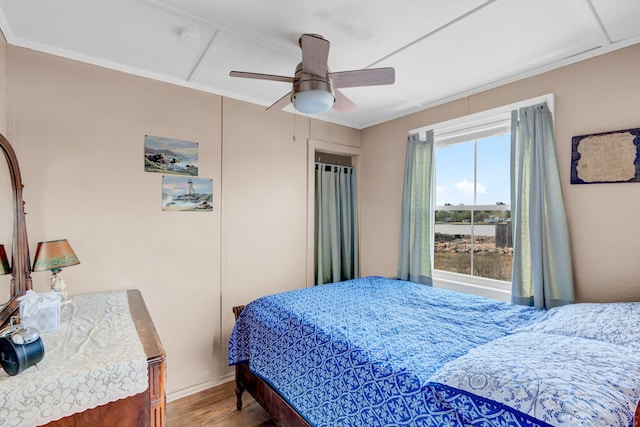 27 Barnes Rd, Old Saybrook, CT 06475 - bedroom with wood finished floors, baseboards, ceiling fan, and ornamental molding