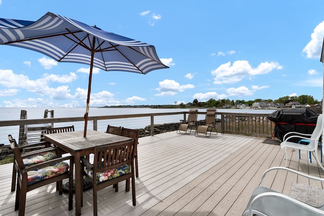 27 Barnes Rd, Old Saybrook, CT 06475 - deck featuring a water view and outdoor dining space