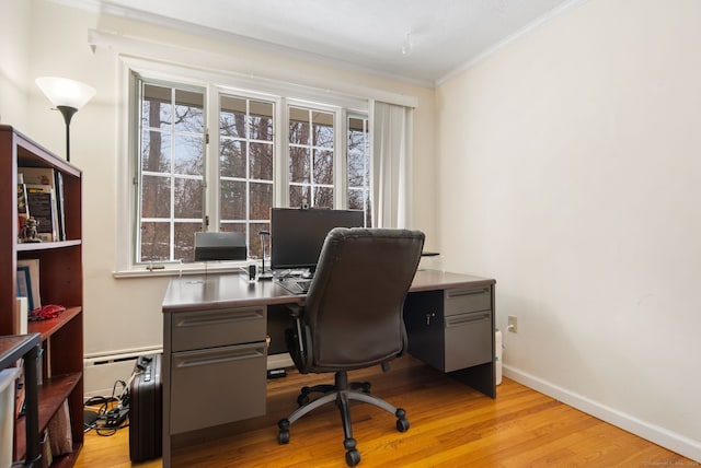 1 Penwood Rd, Bloomfield, CT 06002 - office with crown molding, light wood-type flooring, and baseboards