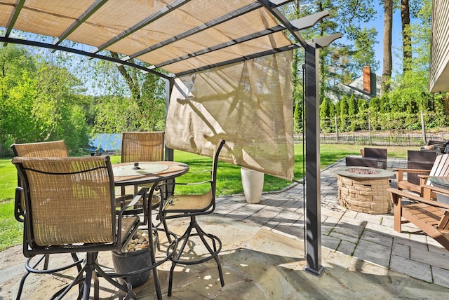 1 Penwood Rd, Bloomfield, CT 06002 - view of patio / terrace featuring a fire pit, outdoor dining area, and fence