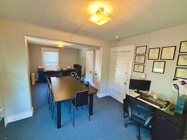546 Washington Ave, West Haven, CT 06516 - carpeted dining area with an office area, a textured ceiling, and baseboards