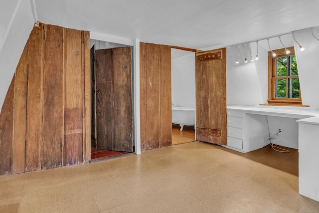 804 Forest Rd, North Branford, CT 06472 - basement featuring tile patterned floors and wooden walls