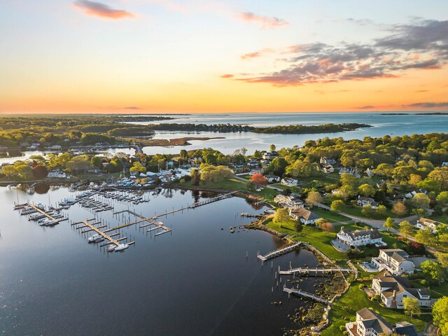 52 Old N Rd, Stonington, CT 06355 - aerial view at dusk of a water view and view of marina