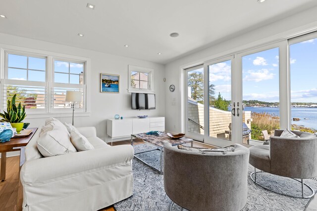 52 Old N Rd, Stonington, CT 06355 - living room with wood finished floors and recessed lighting