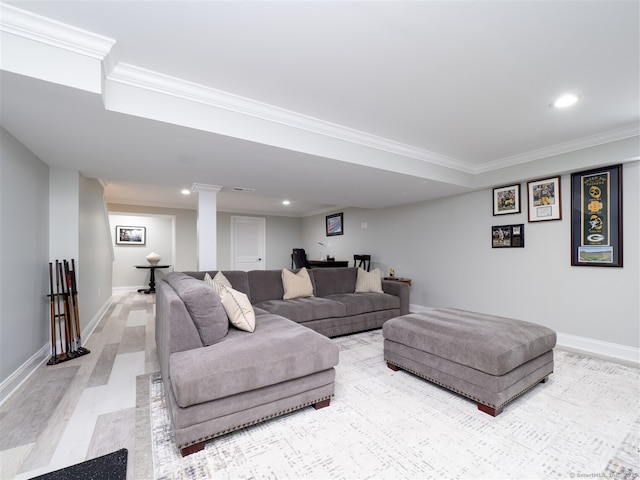 30 Wilton Hunt Rd Unit 30, Wilton, CT 06897 - living area with light wood-style floors, recessed lighting, crown molding, and baseboards