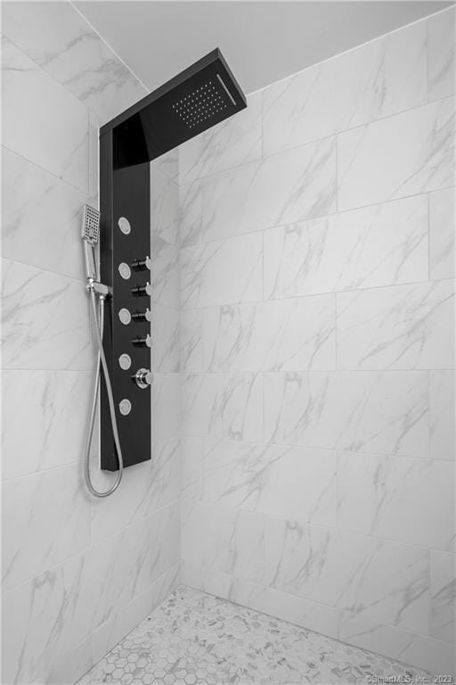 bathroom view of tiled shower