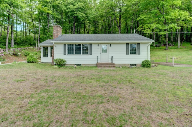 7 Parker Rd, Willington, CT 06279 - ranch-style home with a chimney and a front lawn