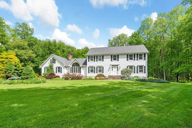 6 Galilee Way, Newtown, CT 06470 - colonial-style house with a front yard and a chimney
