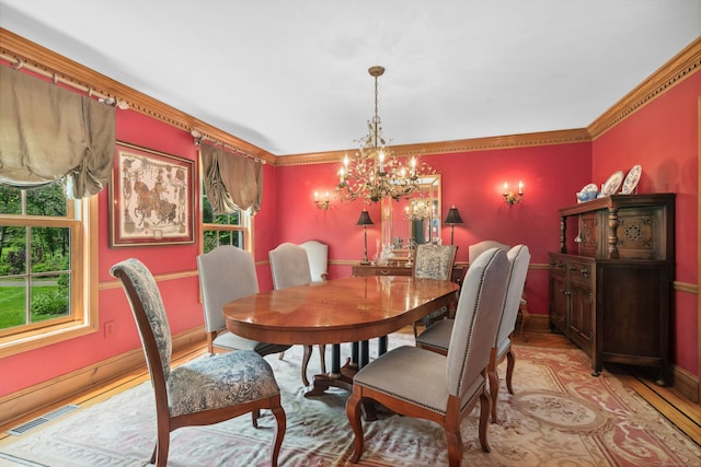 6 Galilee Way, Newtown, CT 06470 - dining space featuring a chandelier, baseboards, light wood-style flooring, and crown molding